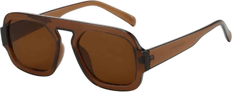 MUNSADE Trendy Square Aviator Sunglasses for Women Flat Top Designer Stylish Frame Sun Glasses Vintage Shades - Image 1